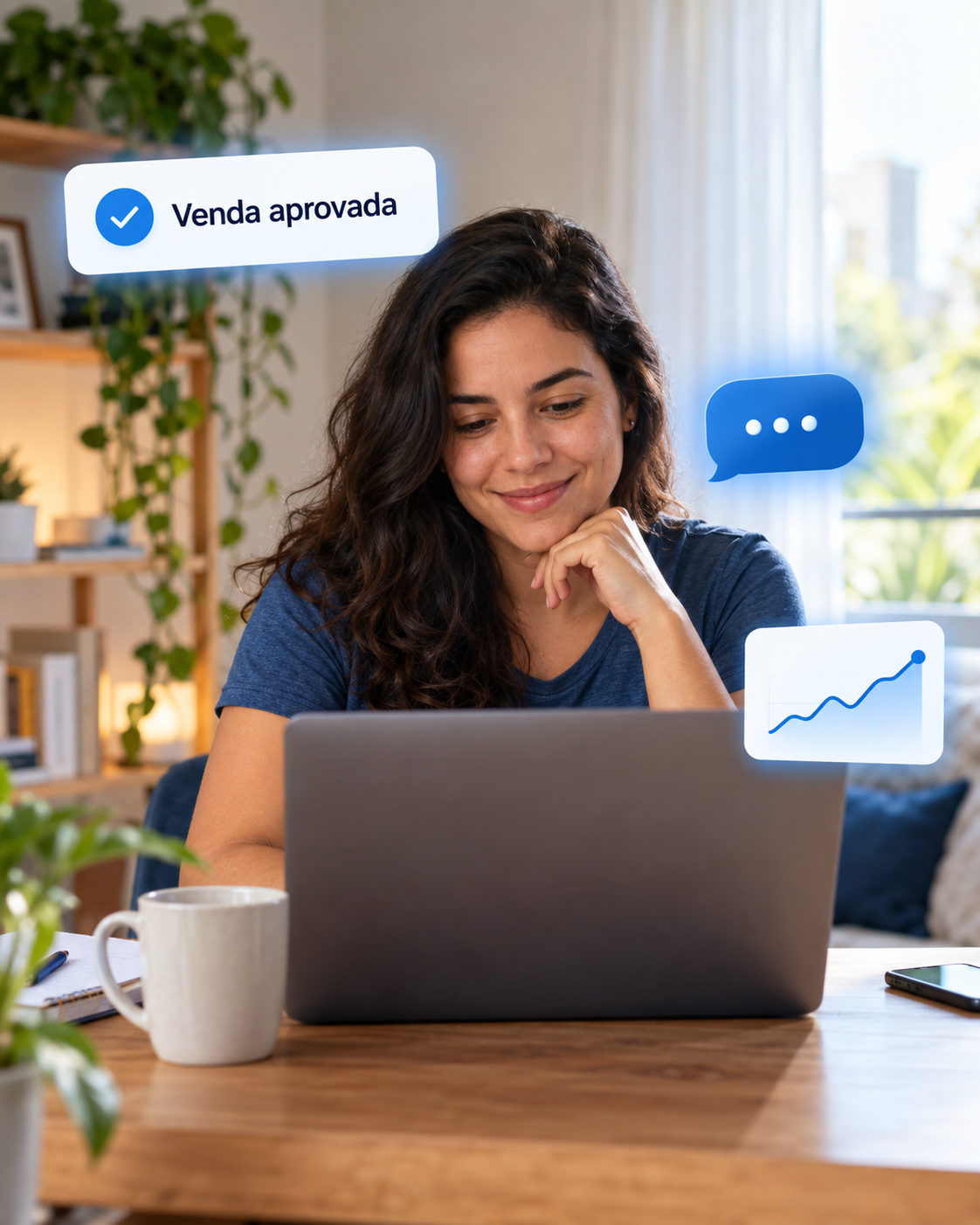 Pessoa criando seu produto digital em casa